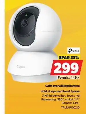 POWER TP-Link C210 overvåkingskamera tilbud