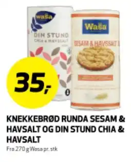 Bunnpris KNEKKEBRØD RUNDA SESAM & HAVSALT OG DIN STUND CHIA & HAVSALT tilbud