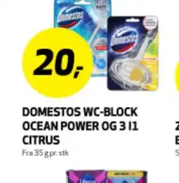 Bunnpris DOMESTOS WC-BLOCK OCEAN POWER OG 3 I 1 CITRUS tilbud