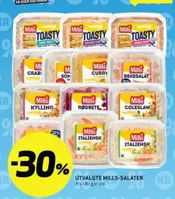 Bunnpris UTVALGTE MILLS-SALATER tilbud
