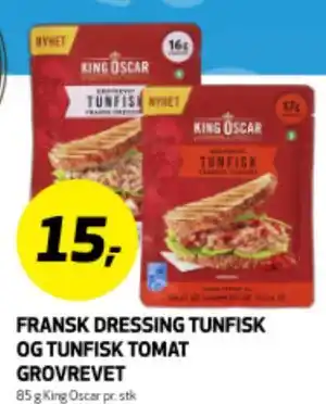 Bunnpris FRANSK DRESSING TUNFISK OG TUNFISK TOMAT GROVREVET tilbud