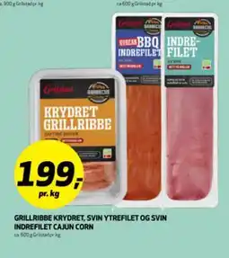 Bunnpris GRILLRIBBE KRYDRET, SVIN YTREFILET OG SVIN INDREFILET CAJUN CORN tilbud
