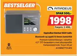 POWER Oppladbar Bærbar DAB+radio tilbud