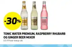 Bunnpris TONIC WATER PREMIUM, RASPBERRY RHUBARB OG GINGER BEER MIXER tilbud