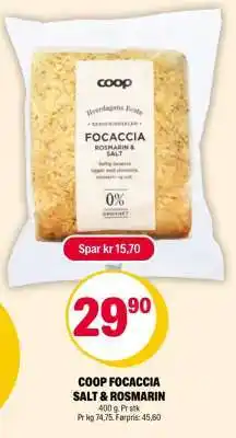 Coop Extra COOP FOCACCIA SALT & ROSMARIN tilbud