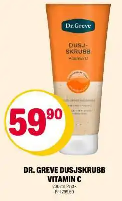 Coop Extra DR. GREVE DUSJSKRUBB VITAMIN C tilbud