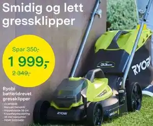 Ryobi batteridrevet gressklipper
