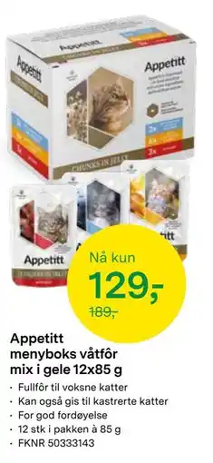 Felleskjøpet Appetitt menyboks våtfôr mix i gele 12x85 g tilbud