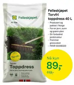 Felleskjøpet Felleskjøpet Torvfri toppdress 40 L tilbud
