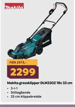 Megaflis Makita gressklipper DLM330Z 18v 33 cm tilbud