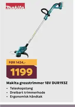 Megaflis Makita gresstrimmer 18V DUR193Z tilbud