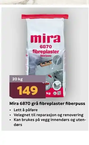 Megaflis Mira 6870 grå fibreplaster fiberpuss tilbud
