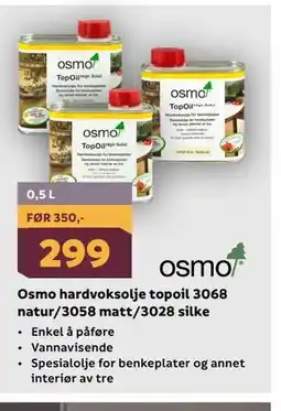 Megaflis Osmo hardvoksolje topoil 3068 natur/3058 matt/3028 silke tilbud