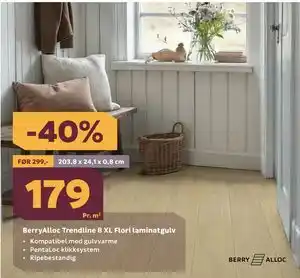 Megaflis BerryAlloc Trendline 8 XL Flori laminatgulv tilbud