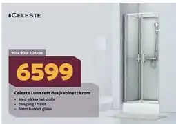Megaflis Celeste Luna rett dusjkabinett krom tilbud