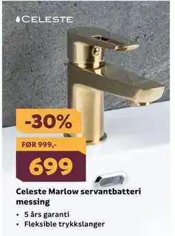 Megaflis Celeste Marlow servantbatteri messing tilbud