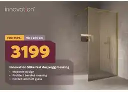 Megaflis Innovation Silke fast dusjvegg messing tilbud