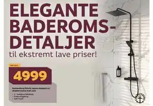 Megaflis Gustavsberg Estetic square dusjsett m/ dusjtermostat matt sort tilbud