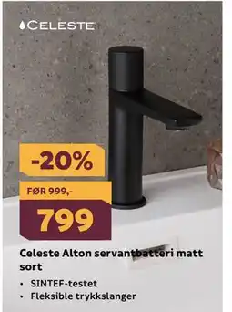 Megaflis Celeste Alton servantbatteri matt sort tilbud