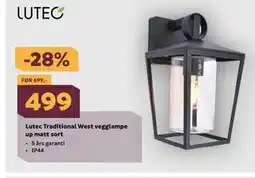 Megaflis Lutec Traditional West vegglampe up matt sort tilbud