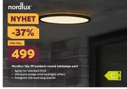 Megaflis Nordlux Oja 29 outdoor round taklampe sort tilbud