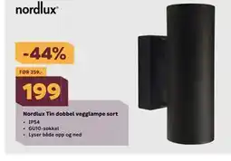 Megaflis Nordlux Tin dobbel vegglampe sort tilbud