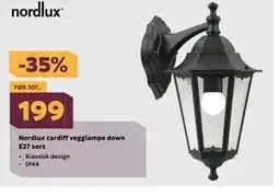 Megaflis Nordlux cardiff vegglampe down E27 sort tilbud