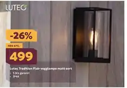 Megaflis Lutec Tradition Flair vegglampe matt sort tilbud