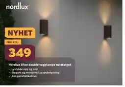 Megaflis Nordlux Dion double vegglampe rustfarget tilbud