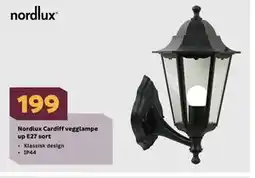 Megaflis Nordlux Cardiff vegglampe up E27 sort tilbud