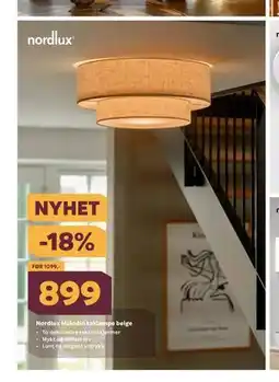 Megaflis Nordlux Malodin taklampe beige tilbud