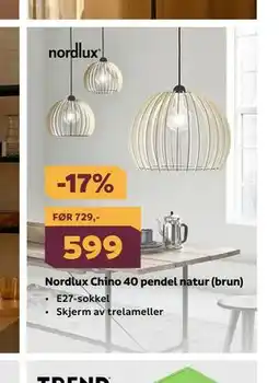 Megaflis Nordlux Chino 40 pendel natur (brun) tilbud