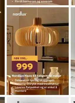 Megaflis Nordlux Hazo 65 takpendel natur tilbud