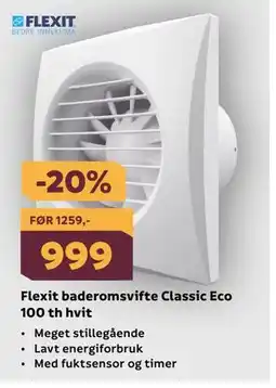 Megaflis Flexit baderomsvifte Classic Eco 100 th hvit tilbud