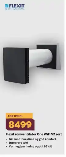 Megaflis Flexit romventilator One WiFi V2 sort tilbud