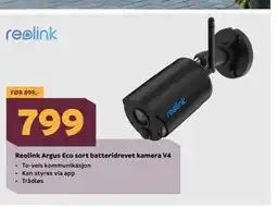 Megaflis Reolink Argus Eco sort batteridrevet kamera V4 tilbud