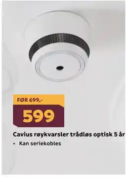 Megaflis Cavius røykvarsler trådløs optisk 5 år tilbud