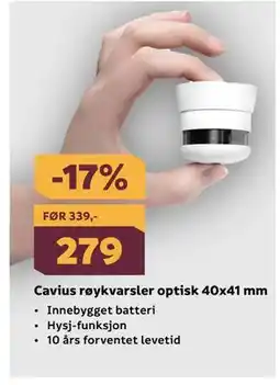 Megaflis Cavius røykvarsler optisk 40x41 mm tilbud
