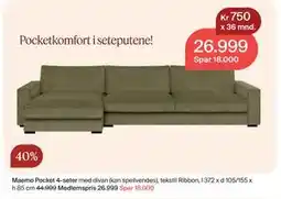 Møbelringen Maemo Pocket 4-seter, Medlemspris tilbud