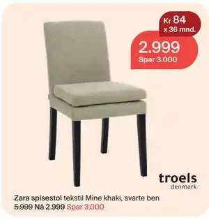 Møbelringen Zara spisestol tilbud
