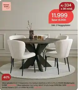 Møbelringen Alver spisebord, Medlemspris tilbud
