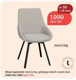 Møbelringen Alison spisestol tilbud