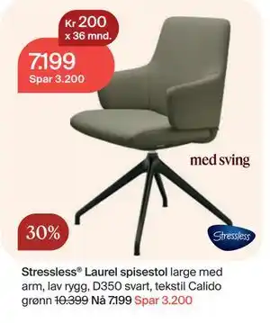 Møbelringen Stressless Laurel spisestol large med arm, lav rygg tilbud