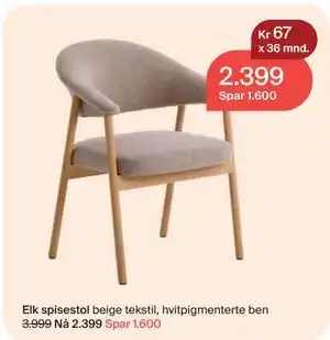 Møbelringen Elk spisestol tilbud