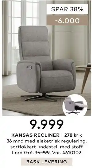 Skeidar KANSAS RECLINER tilbud
