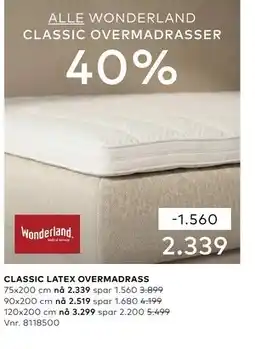 Skeidar CLASSIC LATEX OVERMADRASS tilbud