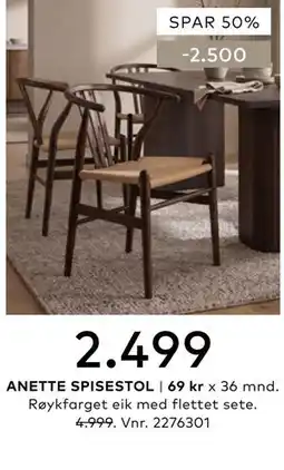 Skeidar ANETTE SPISESTOL tilbud
