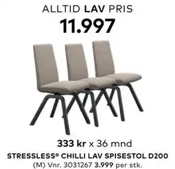 Skeidar STRESSLESS CHILLI LAV SPISESTOL D200 (M) tilbud
