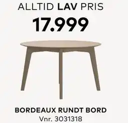 Skeidar BORDEAUX RUNDT BORD tilbud