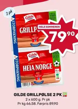 Coop Marked Gilde grillpølse 2 pk tilbud